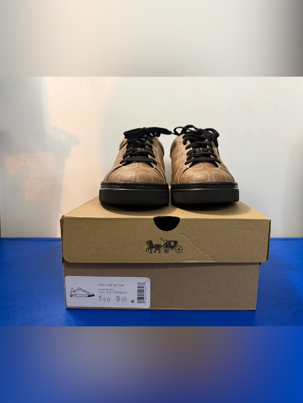 Coach High Line Signature Sneaker in Khaki/Black